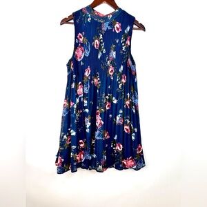 Skylar + Jade Junior's Sleeveless Flowy Dress Blue Yellow White Size Large